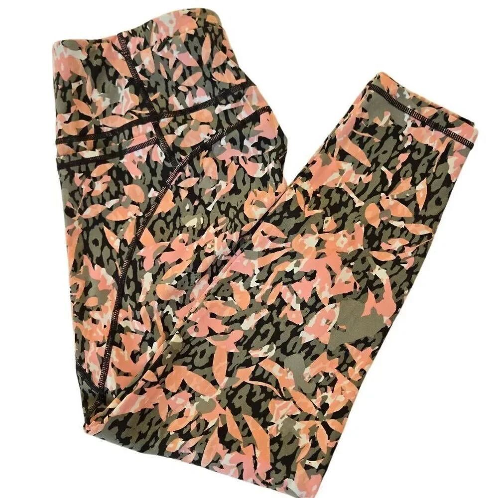 Sweaty Betty Womens Power 7/8 Floral Gym Workout Leggings Pink Green Size Medium